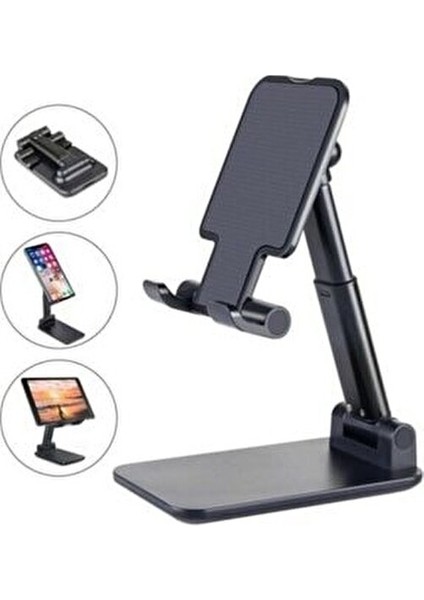 Profesyonel Tablet ve Telefon Tutucu Stand 2 Kademeli Uzunluk Ayarlı Siyah modelleri