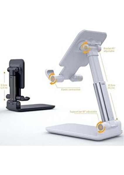 Profesyonel Tablet ve Telefon Tutucu Stand 2 Kademeli Uzunluk Ayarlı Siyah