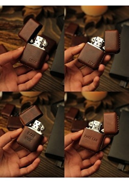 El Yapımı Hakiki Deri Zippo Tarzı Çakmak Isme Özel Babalar Günü fırsatları