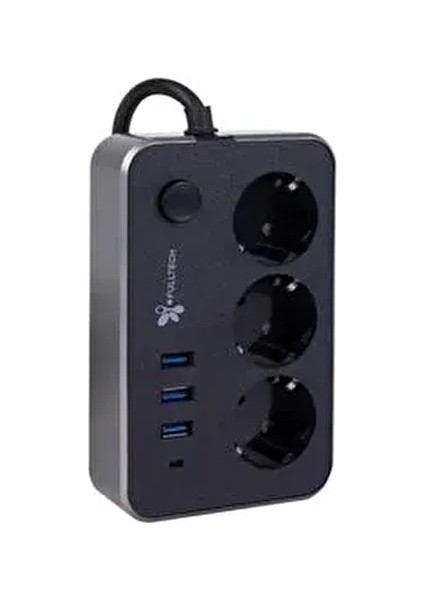 Ftr-02 Üçlü Akım Korumalı Çocuk Korumalı 3 Usb'li Grup Priz 1,8 M