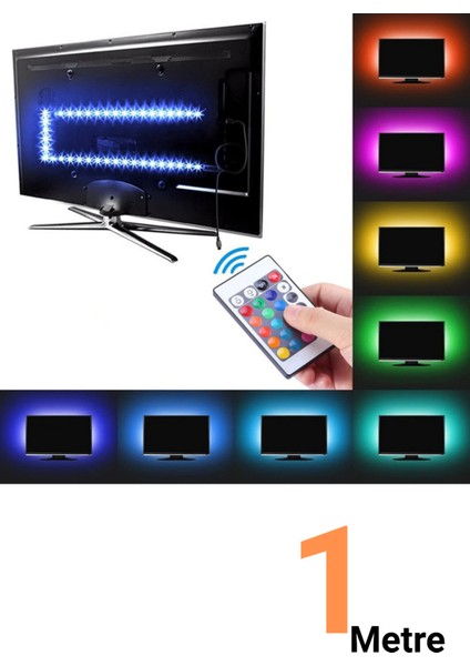 Tv Arkası 5V Rgb Şerit LED | Monitör Arkası Kumandalı 5V Rgb Şerit LED | Iç Mekan Rgb LED Işıldak | 5V Rgb LED Şerit Iç Mekan modelleri