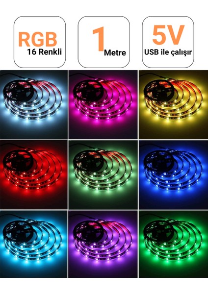Tv Arkası 5V Rgb Şerit LED | Monitör Arkası Kumandalı 5V Rgb Şerit LED | Iç Mekan Rgb LED Işıldak | 5V Rgb LED Şerit Iç Mekan indirimleri