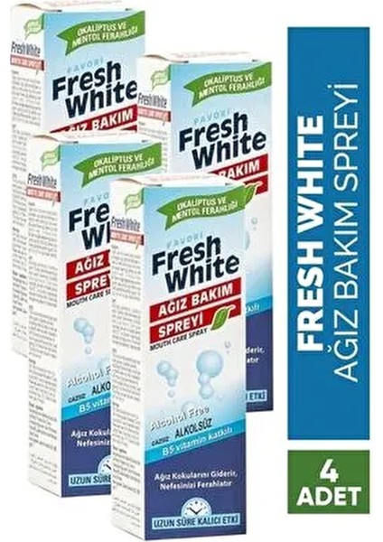 Fresh White Ağız Kokusu Giderici Önleyici Sprey 4 Adet 30 ml