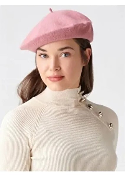 Std Fransız Ressam Keçe Bere Pembe Klasik