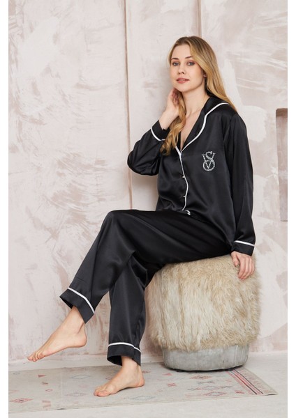 Vip Secret Kadın Ipeksi Saten Pijama Takımı