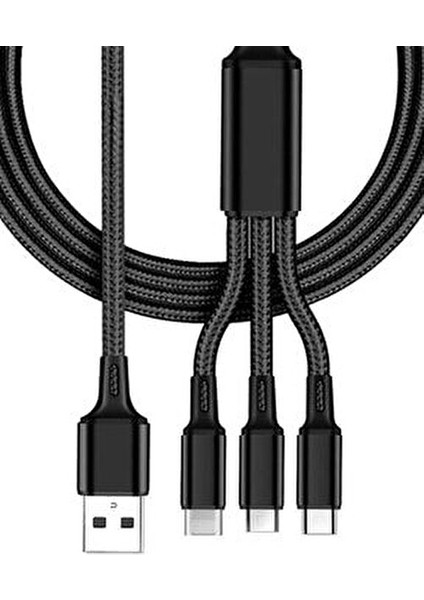 Huawei Xiaomi Samsung Iphone Uyumlu Çoklu Şarj Aleti Cihazı Kablosu Type-C Micro Lightning 3lü Şarj fiyatları