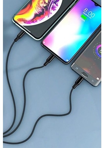 Huawei Xiaomi Samsung Iphone Uyumlu Çoklu Şarj Aleti Cihazı Kablosu Type-C Micro Lightning 3lü Şarj modelleri