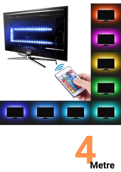 Tv Arkası 5V Rgb Şerit LED Monitör Arkası Kumandalı 5V Rgb Şerit LED İç Mekan Rgb LED Işıldak 5V Rgb LED Şerit İç Mekan