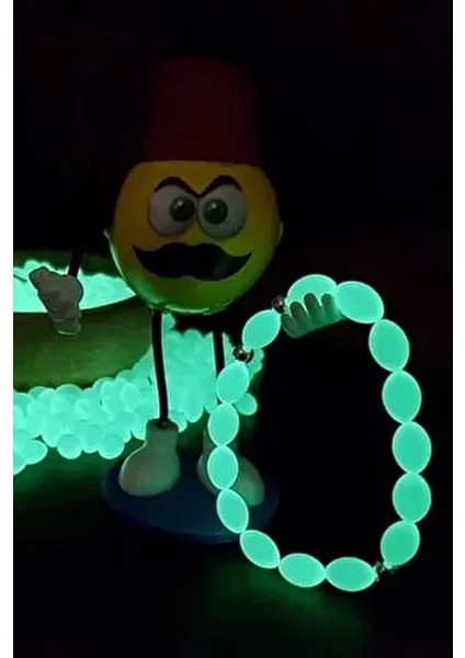 Karanlıkta Parlayan Yeşil Fosforlu Kedigözü Toz Kehribar Bileklik