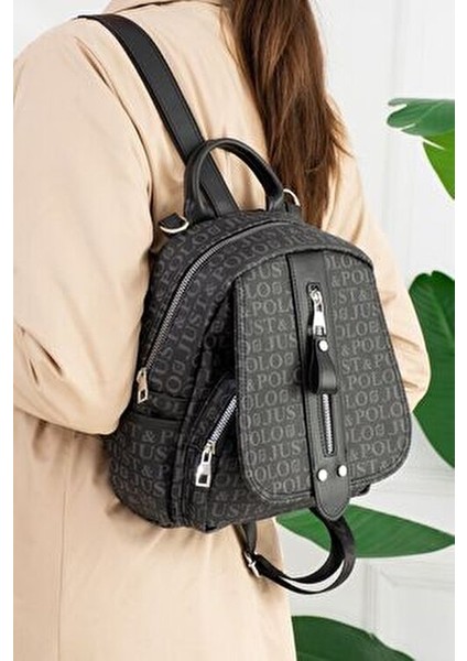 Kadın Monogram Baskılı Sırt ve Omuz Çantası Günlük Kullanım Için
