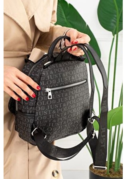 Kadın Monogram Baskılı Sırt ve Omuz Çantası Günlük Kullanım Için