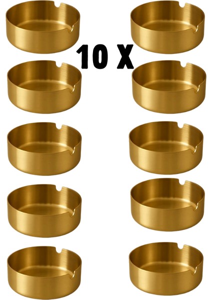 Küllük Gold Paslanmaz Çelik 10 Lu Kül Tablası Küllük Seti
