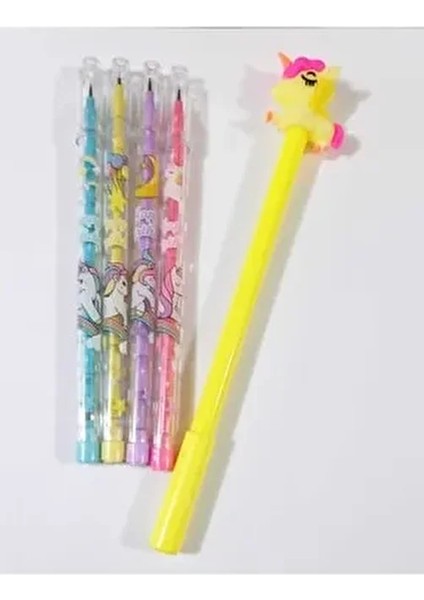 Yumurtlayan Kalem Seti 4lü Unicorn Jel Kalem Renkli ve Eğlenceli Tasarım