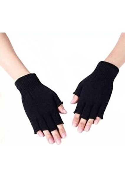 Parmaksız Eldiven Yün Eldiven Siyah Eldiven