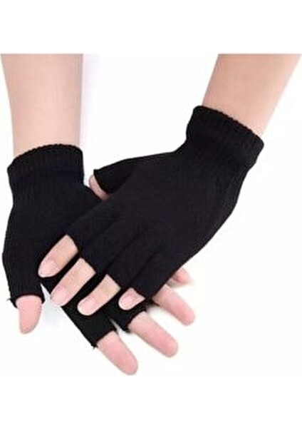 Parmaksız Eldiven Yün Eldiven Siyah Eldiven fırsatları