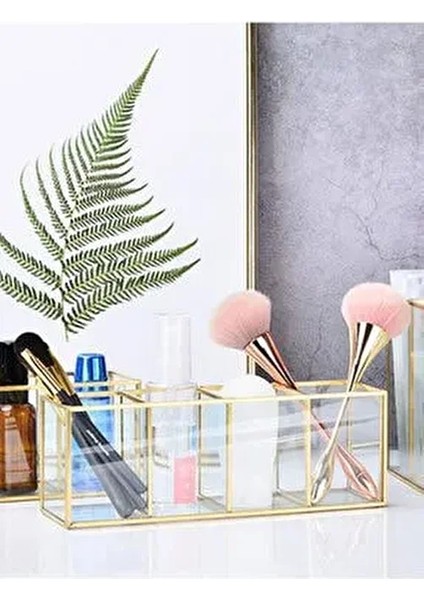Cam Gold Dört Bölmeli Makyaj Fırçalık Organizer