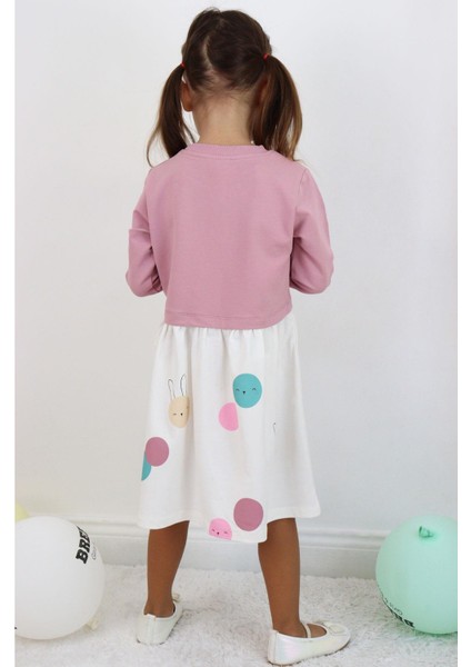Kız Çocuk Uzun Kollu Elbise Sevimli Renkli Tavşancık Baskılı 1.5-5 Yaş, Gülkurusu modelleri
