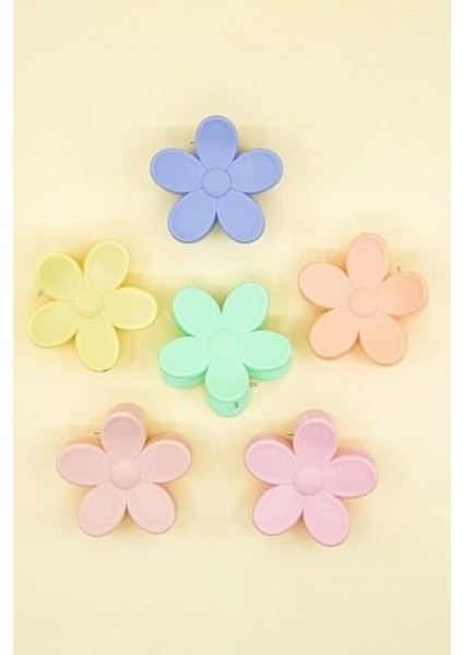 Kadın 6lı Renkli Papatya Mandal Toka Seti Soft Tonlar fiyatları