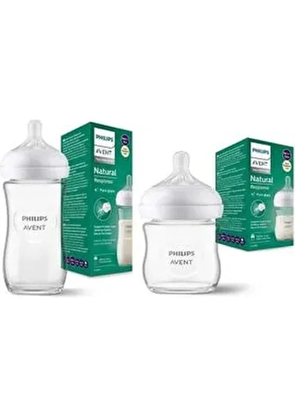 240ML 120ML İkili Cam Biberon Seti Doğal Yanıt Özelliği ile Sağlıklı Kullanım