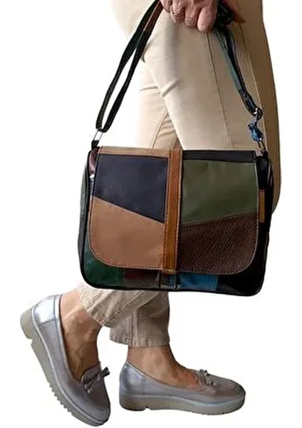 Hakiki Deri Büyük Boy Renkli Kadın Çanta