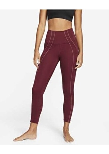 Yoga Dri-Fıt High-Waisted 7/8 Metallic Trim Bordo Renk Kadın Taytı DD5772-638