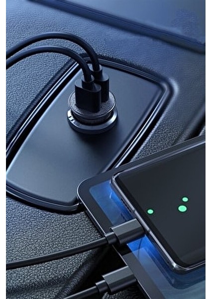 Araba 3in1 Şarj Kablosu Oto Çakmaklık Şarj Aleti 2li Araç Aksesuar Seti