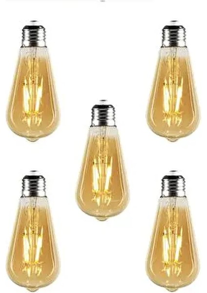 Rustik LED 5 Adet Ampul Sarı Armut 4 W