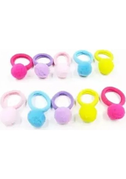 5 Çift Lily Ponponlu Lastik Toka