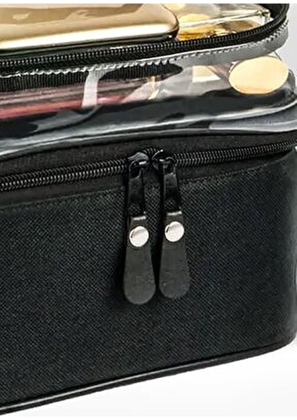 Kadın Makyaj Çantası Iki Geniş Bölmeli Askılı Katlanabilir Bakım Seyahat Organizer Makyaj Çantası