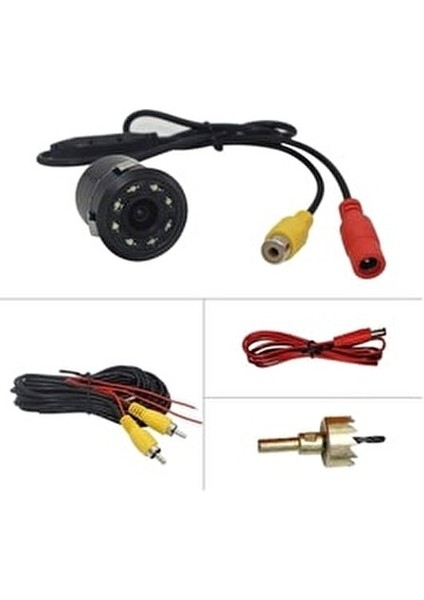 Araba Geri Görüş Kamerası 8 Adet Kızılötesi Ledli Gece Görüşlü Mesafe Çizgili Uyumlu Park Kamera