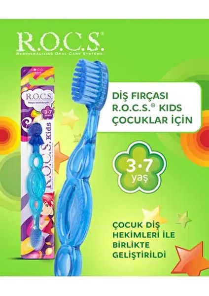 3-7 Yaş Diş Fırçası - Mavi ROCS07M
