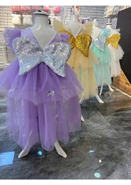 Kız Bebek Melek Kanatlı Mor Elbise Özel Günler İçin Şık Tasarım Kolsuz fiyatları