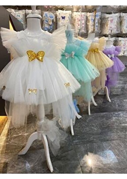 Kız Bebek Melek Kanatlı Mor Elbise Özel Günler İçin Şık Tasarım Kolsuz fırsatları