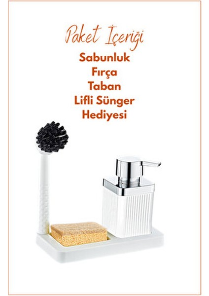 Fırçalı Sıvı Sabunluk ve Sünger Seti - Standlı Plastik Mutfak Banyo Sabunluk Lifli Sünger Hediyeli fiyatları