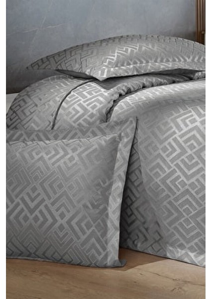 Estila Jakarlı Şönil Çift Kişilik Yatak Örtüsü Gri Geometrik Desenli Solmaya Dayanıklı fiyatları
