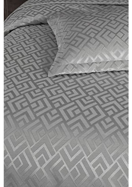 Estila Jakarlı Şönil Çift Kişilik Yatak Örtüsü Gri Geometrik Desenli Solmaya Dayanıklı modelleri