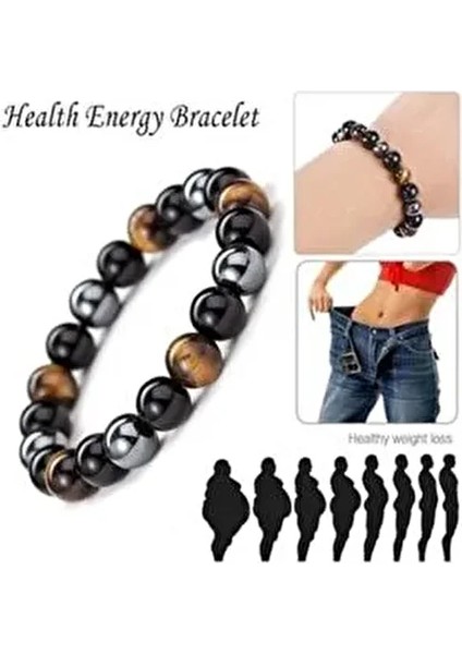 Kaplan Gözü ve Hematit Taş Bileklik Sağlık Mıknatısı Mıçı