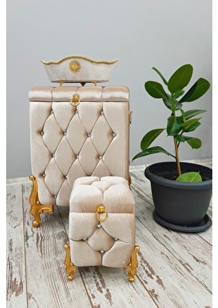 Kapitone Mdf Vizon Renk 3'lü Çamaşır Sepeti Kirli Sepeti Banyo Seti fiyatları