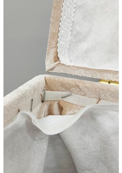 Kapitone Mdf Vizon Renk 3'lü Çamaşır Sepeti Kirli Sepeti Banyo Seti