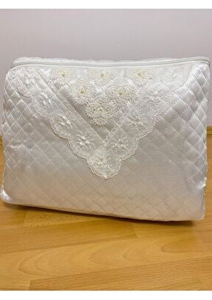 Incili Saten Beyaz Kazak Hurcu Kapitoneli Çeyizlik Bohçalık 30X40X20 fiyatları