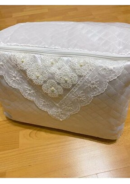 Incili Saten Beyaz Kazak Hurcu Kapitoneli Çeyizlik Bohçalık 30X40X20 fırsatları