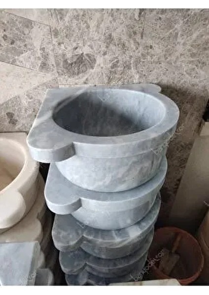 Gri Düz Köşe Mermer Kurna 45x45x25 cm Doğal Taş Malzeme ile Şık ve Dayanıklı