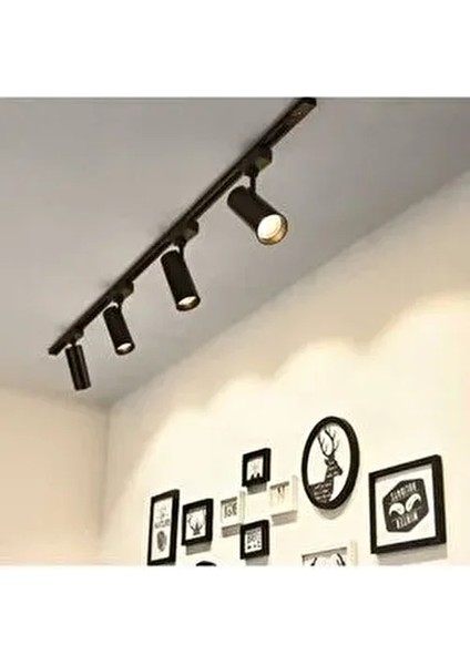 Siyah Kasa ve Gün Işığı 4 Adet 360 Derece Dönen LED Avize Lamba 1 mt Raylı Armatür Ray Avize 4 fiyatları