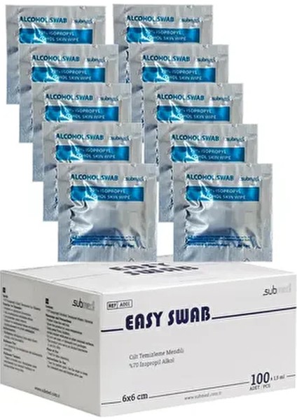 Easy Alkollü Mendil %70 Ipa, 8X11CM Cilt Temizleme Mendili Swap, Paket 6X6CM, 100 Adet