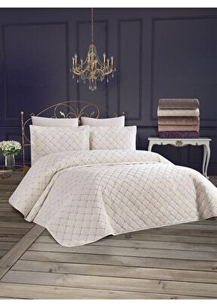 Dessert Kadife Çift Kişilik Yatak Örtüsü Krem fiyatları