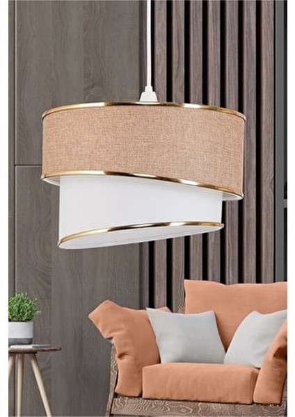 Kumaş Galaksi Modern Pasta Tekli ve 2 Li Gold Abajur Seti fiyatları