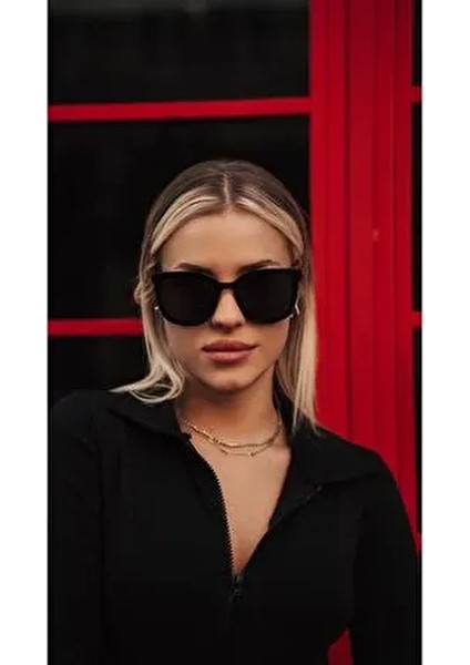 Kadın Güneş Gözlüğü Selin Geometrik Siyah Çerçeve Siyah Cam fiyatları