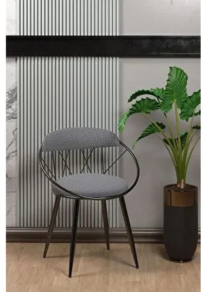 Relax Tel Sandalye Ergonomik Tasarım Metal Keten 1 Adet Şık Mutfak ve Balkon