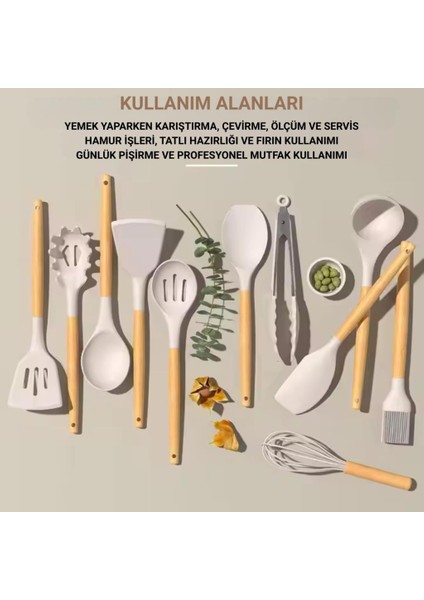 33 Parça Isıya Dayanıklı Yanmaz Yapışmaz Slikon Uçlu Ahşap Kepçe Seti Mutfak Seti Bpa Içermez Spatula Maşa Fırça Seti indirimleri