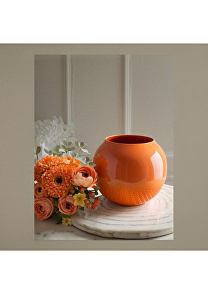 Paşabahçe Dekoratif Altın Yaldızlı Turuncu Fanus Cam Vazo fiyatları